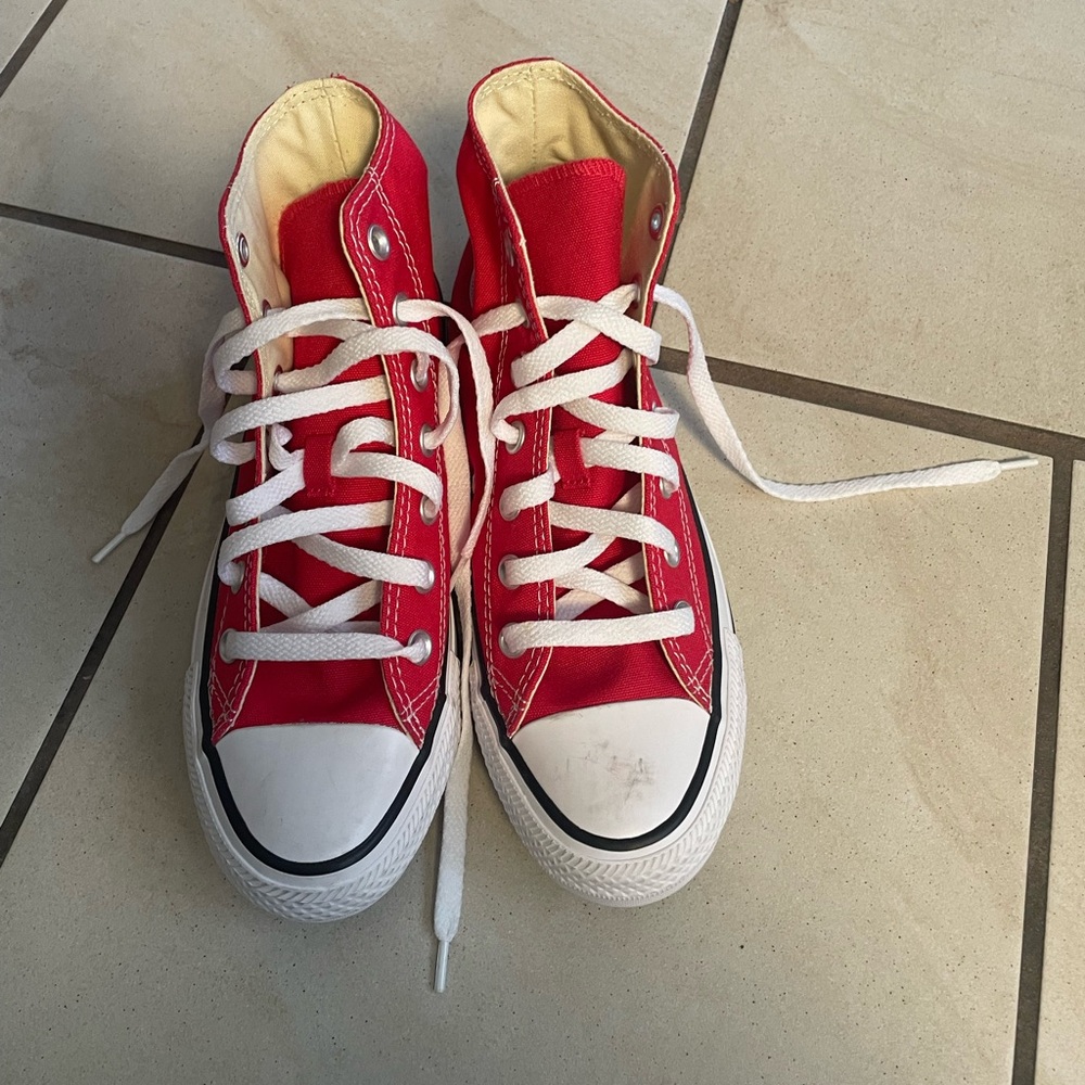 Converse Red and White High-Top Sneakers